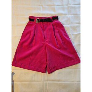 Vintage Casablanca Womens High-Waisted Fuchsia Pleated Shorts Size 4